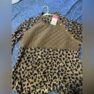 MarleyLilly cheetah print fleece pullover NWT sz 2x